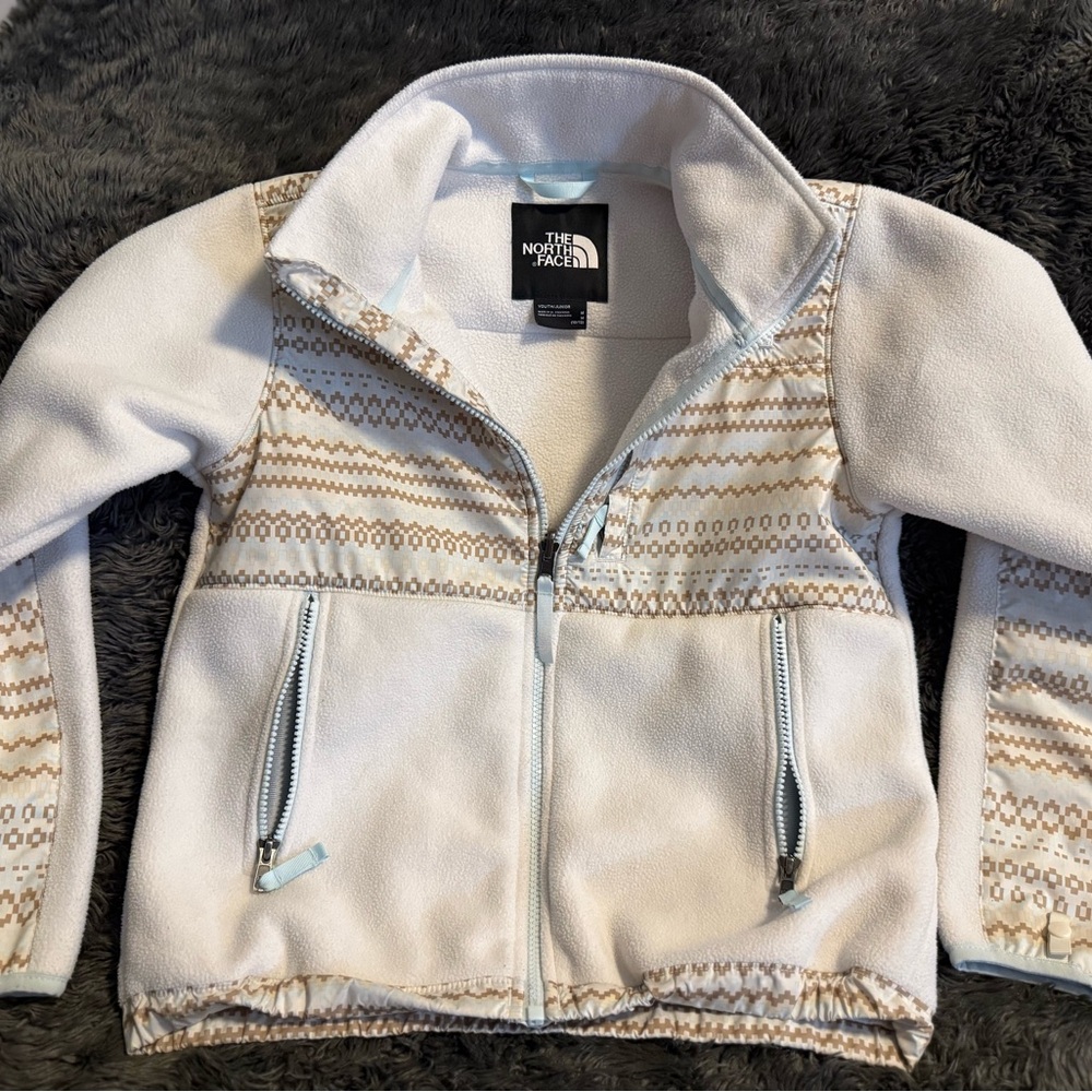 The North Face Kids' White and Tan Patterned Fleece Jacket